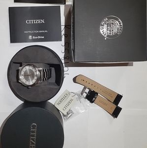 CITIZEN ECO-DRIVE STAINLESS STEEL LEATHER BAND WAT